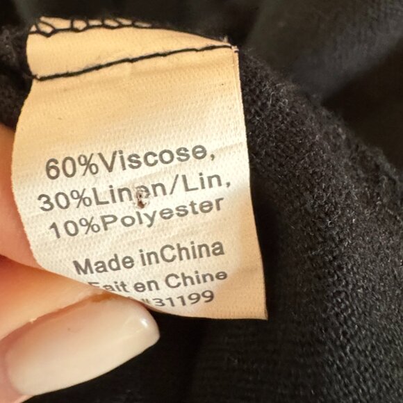 Black Linen Blend Shift Dress with Pockets - Picture 4 of 5